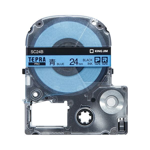 （まとめ） キングジム テプラ PRO テープカートリッジ パステル 24mm 青／黒文字 SC24B 1個 