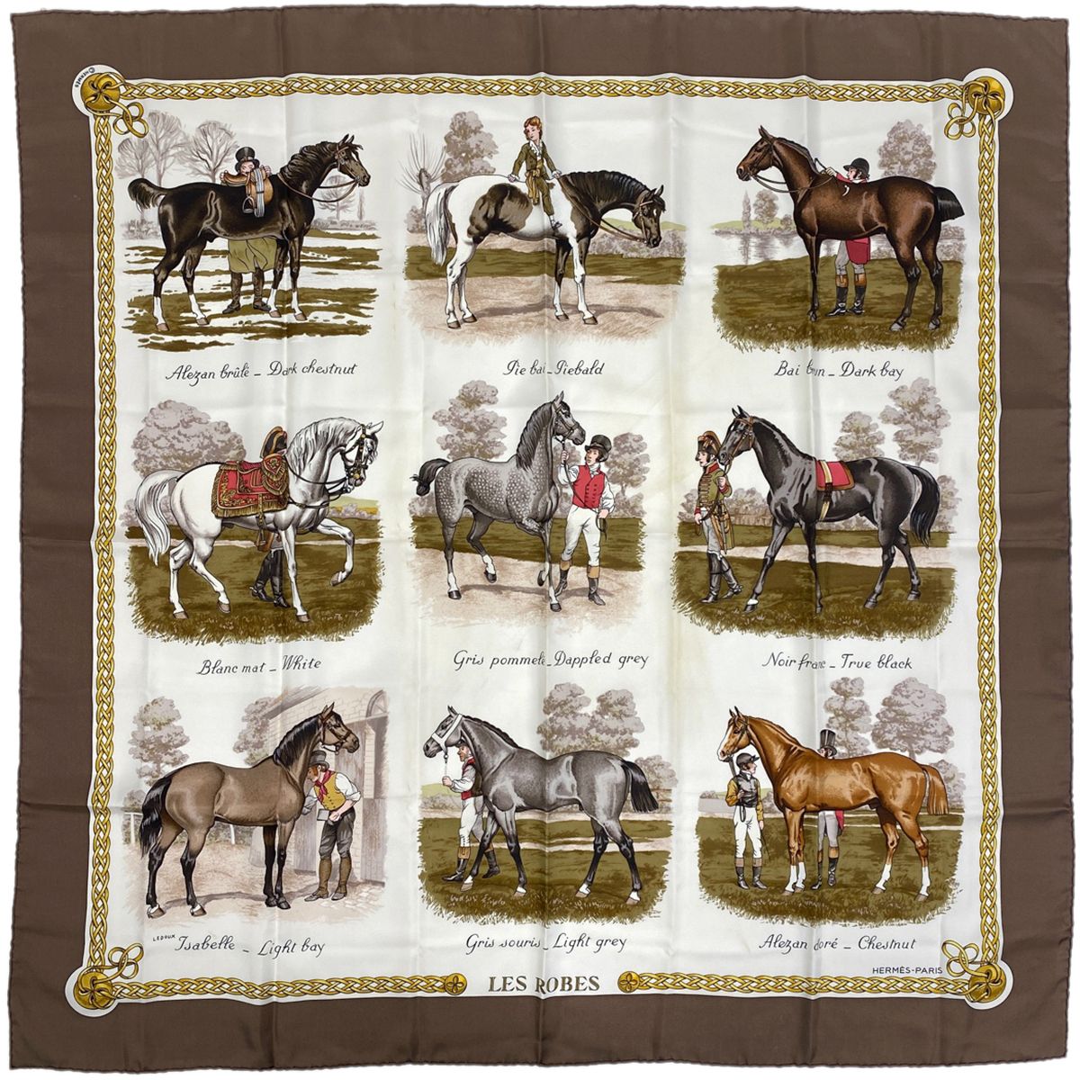HREMES エルメス カレ 90 スカーフ LES ROBES 馬の毛色 HERMES scarf silk Red multicolor Carre90 LES ROBES Horse
