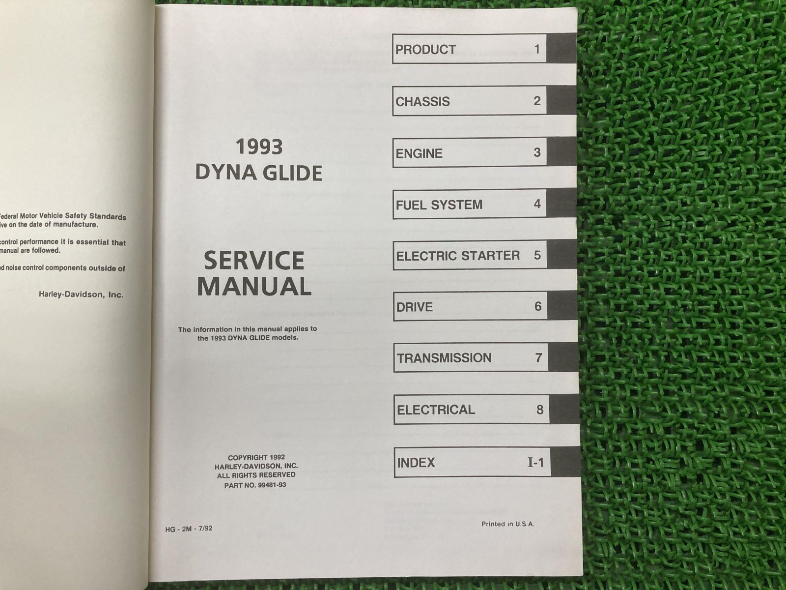 DYNA-GLIDE サービスマニュアル ハーレー 正規  バイク 整備書 配線図有り 1993年モデル 英語 車検 整備情報:22292623