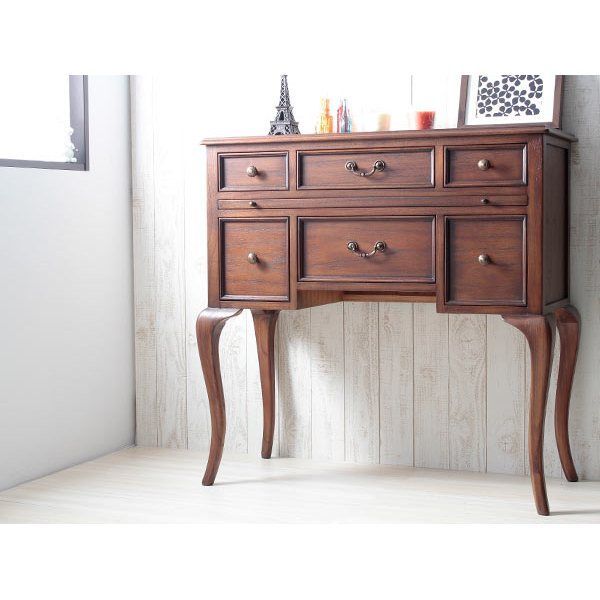 コンソールチェスト シャルダン kr69111 チェスト 天然木 ネコ脚 アンティーク調 引き出し６杯 重厚 エレガント ブラウン 7725