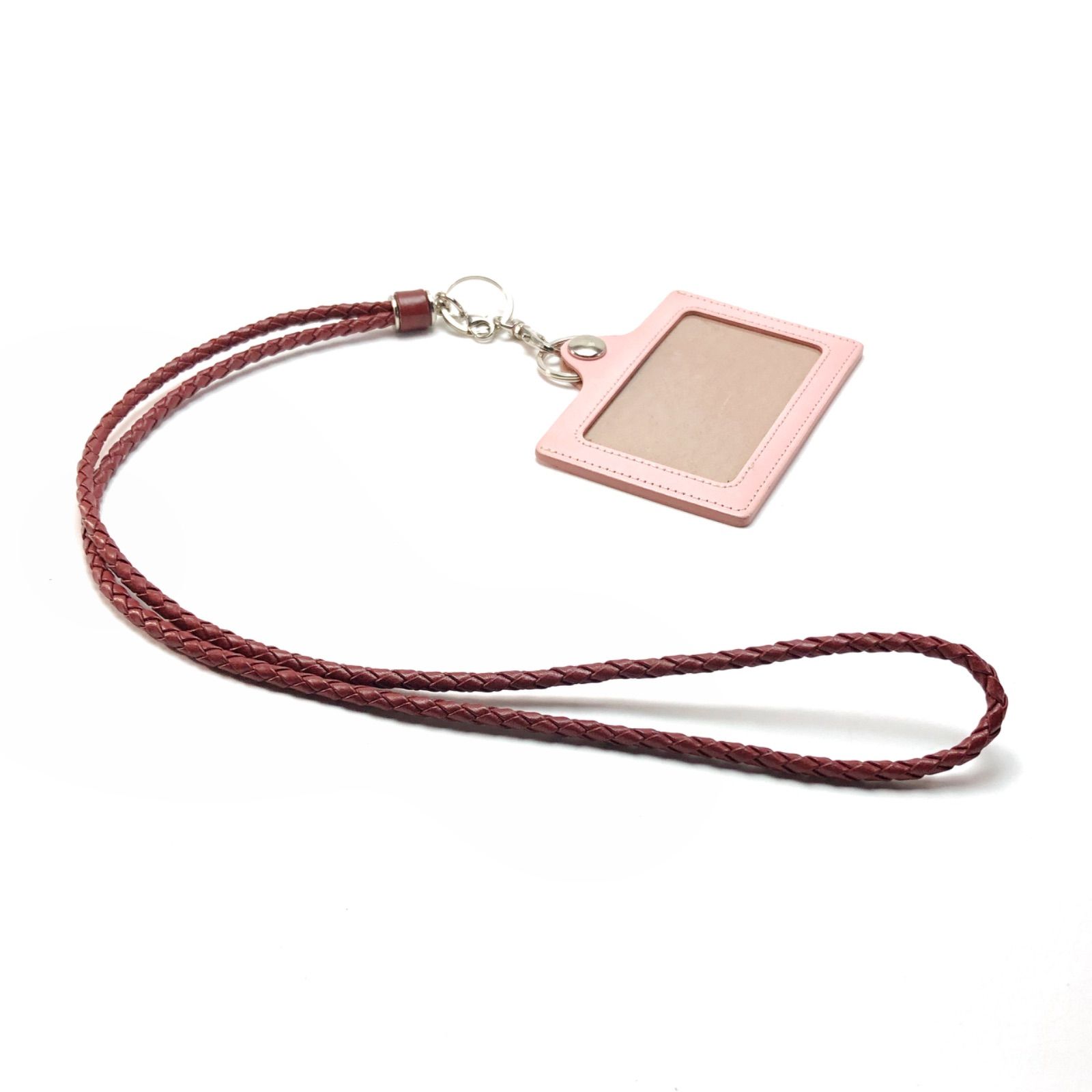 本革ヌメ シュリンク 編み込みネックストラップ クラシック ブラック ネックストラップ 本革 編み込みサドルレザー レザーIDストラップ