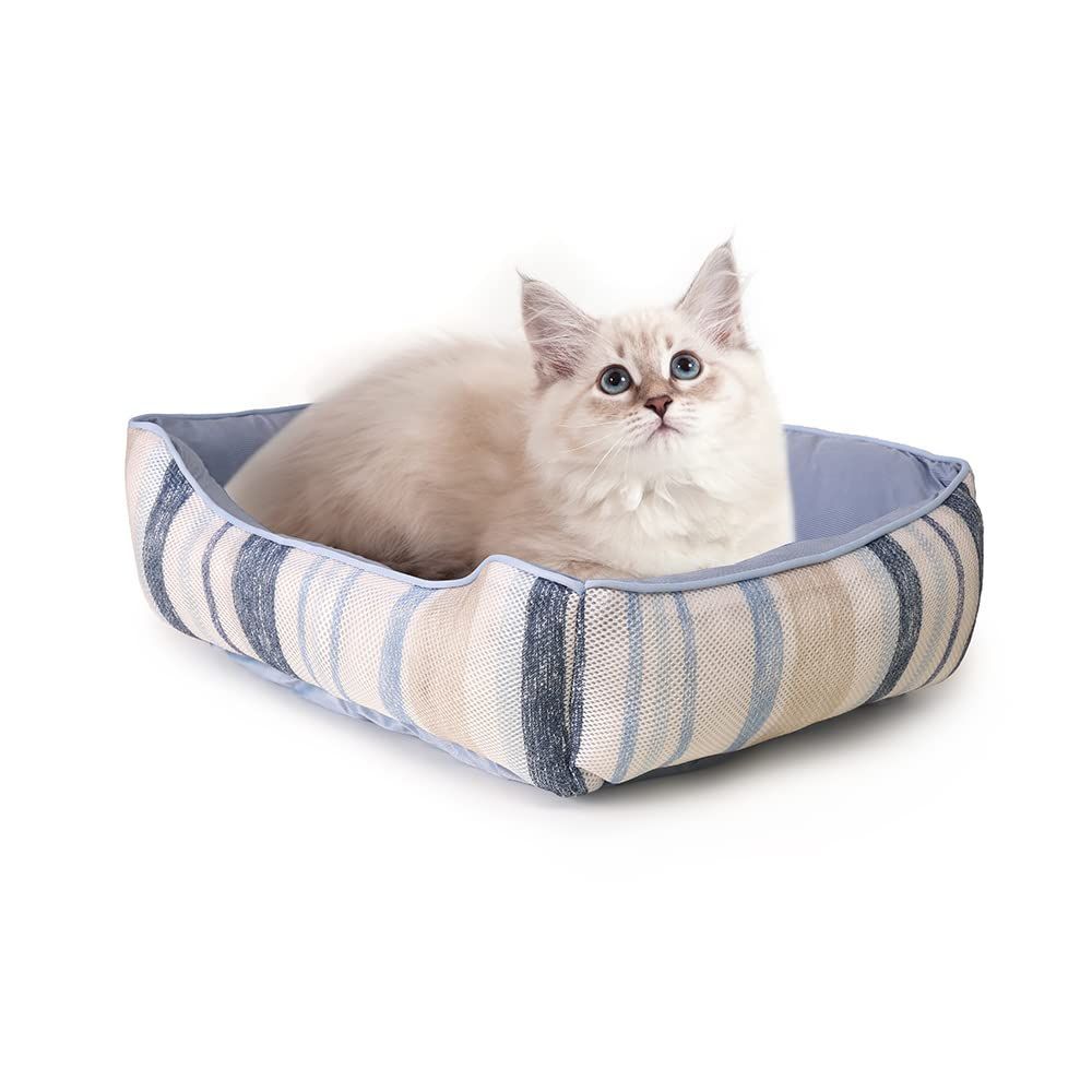 ペットマット 小型/中型犬用 接触冷感 ペットソファー 猫用 夏用 洗える ペットクッション ペットベッド 柔らかい ひんやり ベッド 通年タイプ ベッド M 犬 猫 ストライプ② Peto-Raifu