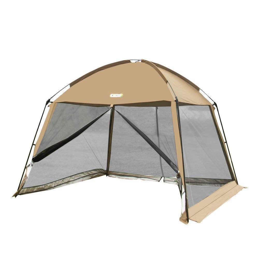 『特価』大型フルメッシュテント、スクリーンタープ蚊帳テント、メッシュ付き屋外テント、8人以上に適し、設置が簡単、キャンプ、ガーデンキャンプ、バーベキュー、大規模イベントに最適 - iCool カーキ