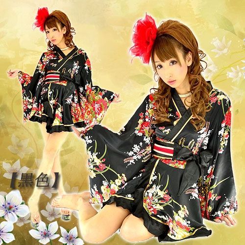 新品】9275フリル着物ミニドレス 着物ドレス キャバ 花魁 和柄