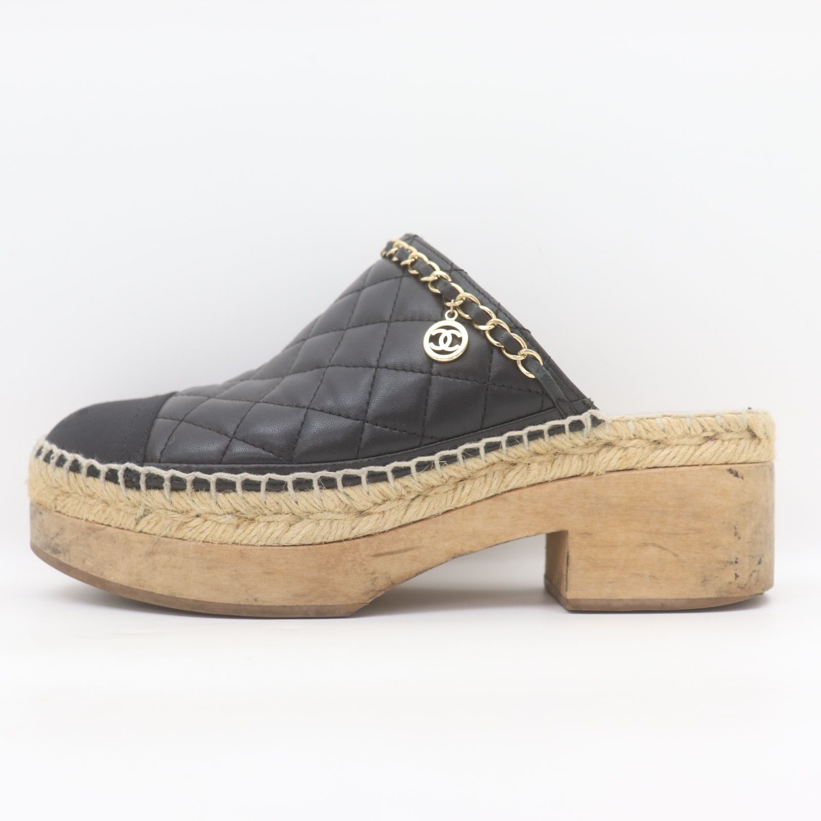CHANEL シャネル] チェーンサンダル サボ 38
