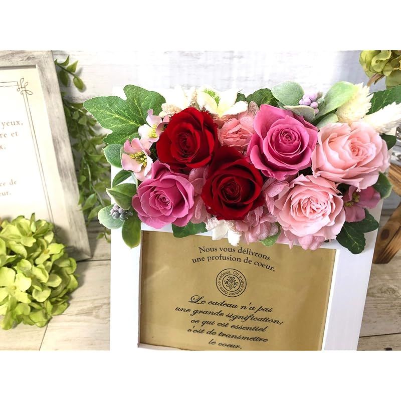 Lulu's ルルズ フラワーフォトフレーム ピンク&レッド プリザーブドフラワー サイズ幅16.0cm長さ6cm高さ19.0cm ピンク& Lulu\u0027s ルルズ フラワーフォトフレーム ピンク\u0026レッド プリザーブド