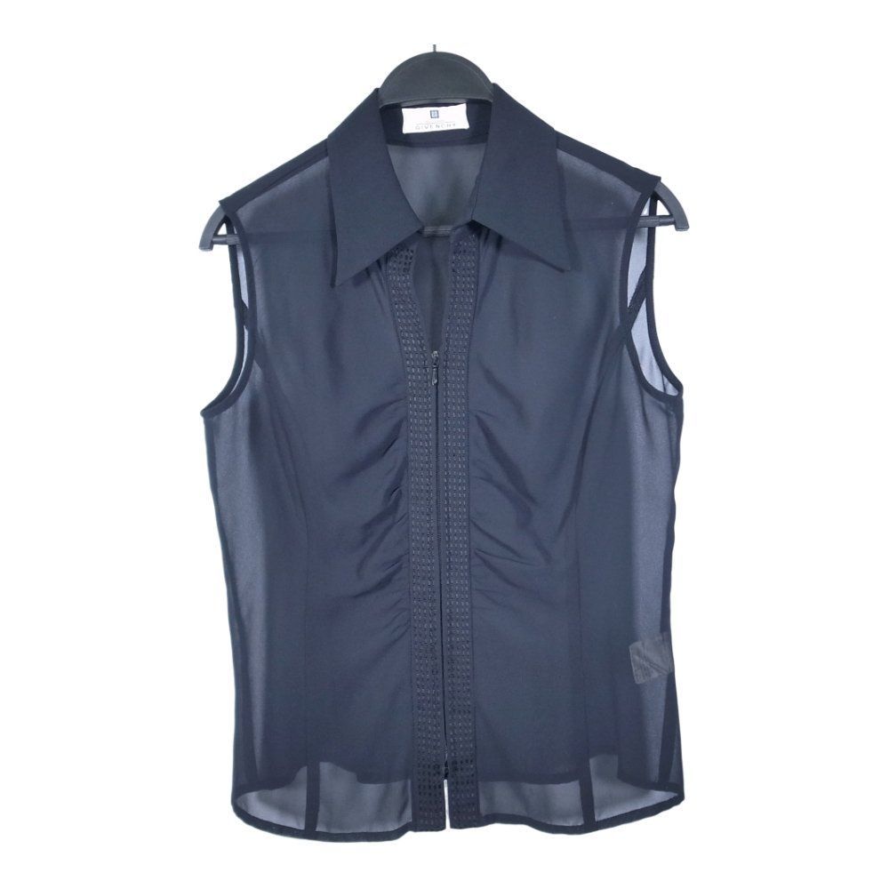 ＧlVＥNＣＨＹノースリーブブラウス GIVENCHY ジバンシイ シースルー ジップアップ ノースリーブ