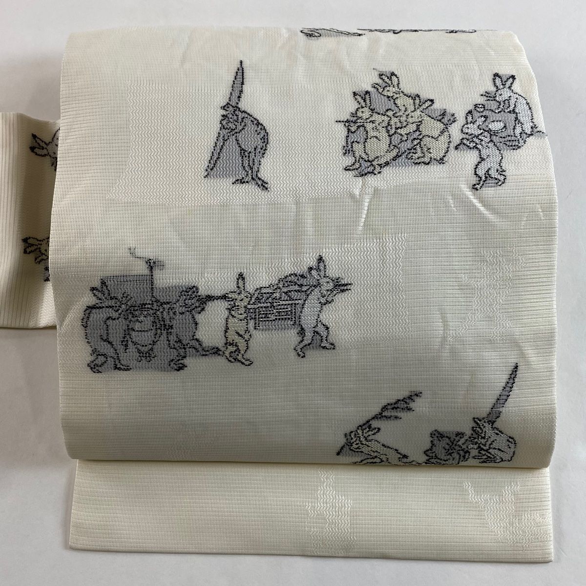 名古屋帯 名品 夏帯 絽 鳥獣戯画 白 正絹 【中古】 - メルカリ