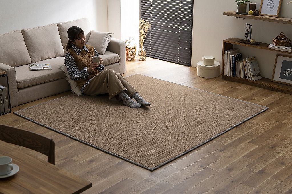 アイリスオーヤマ ラグ カーペット マット リバーシブル ベロア リバーシブルラグ ヘリンボーン×ドットベロア ブラウン K101932F IRIS OHYAMA