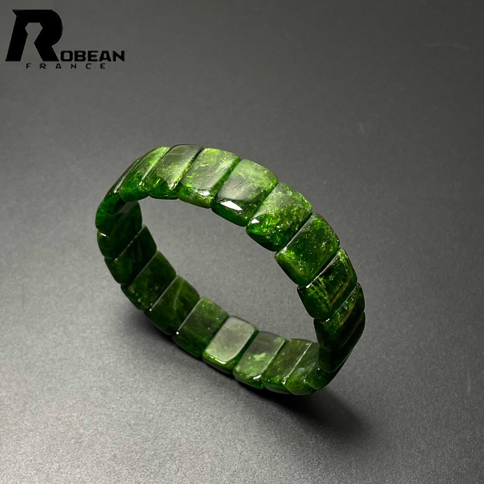 上級 EU製 定価12万円 ROBEAN ダイオプサイド バングル パワーストーン 天然石 アクセサリー プレゼント ギフト 13.7*9.1*5.2mm M0423053