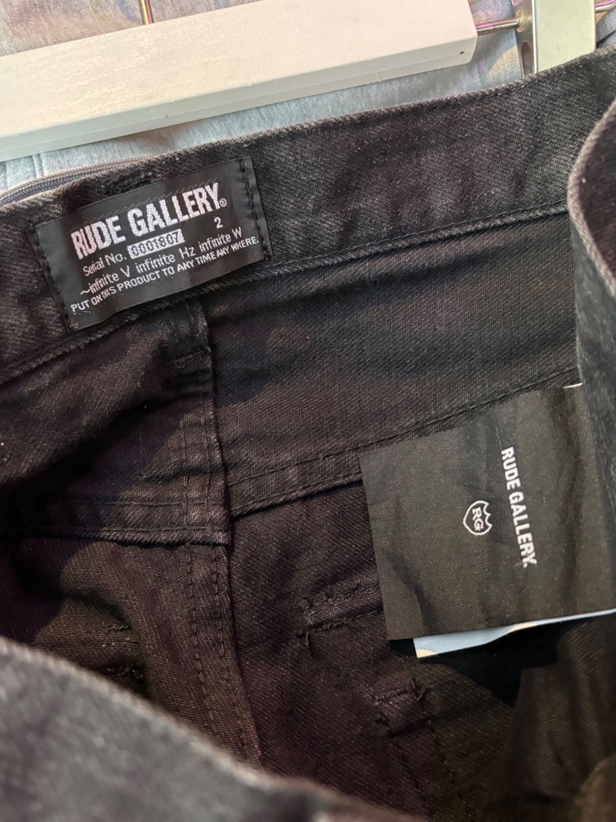 RUDE GALLERY ルードギャラリー ブラック デニム パンツ レザー切替 
