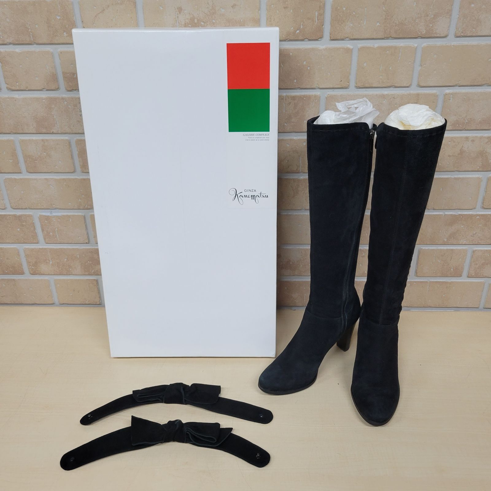 △-2 銀座かねまつ スエード ロングブーツ ブラック 23cm - メルカリ 