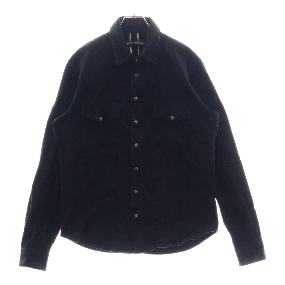 ◈ CHROME HEARTS クロムハーツ DENIM WESTERN デニムウエスタン 袖クロスパッチクロスボールボタン デニム長袖シャツ ブラック