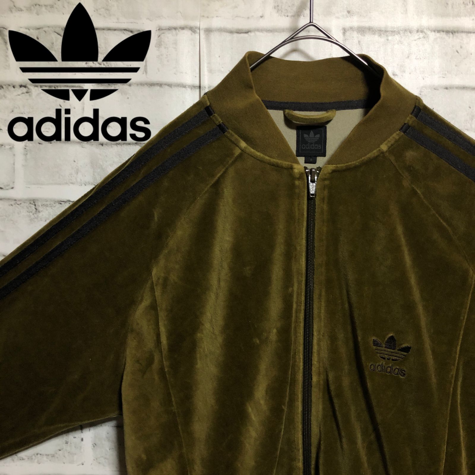 新品3XL⭐️adidasアディカラー ブラウンベロア トラックトップ 風早