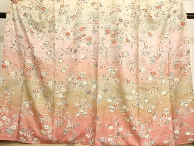 付下げ 地模様 紗綾形 暈し 松 梅 橘文様 正絹 k687 付け下げ 刺繍 紗綾形地紋 花模様 着物 014w - メルカリ