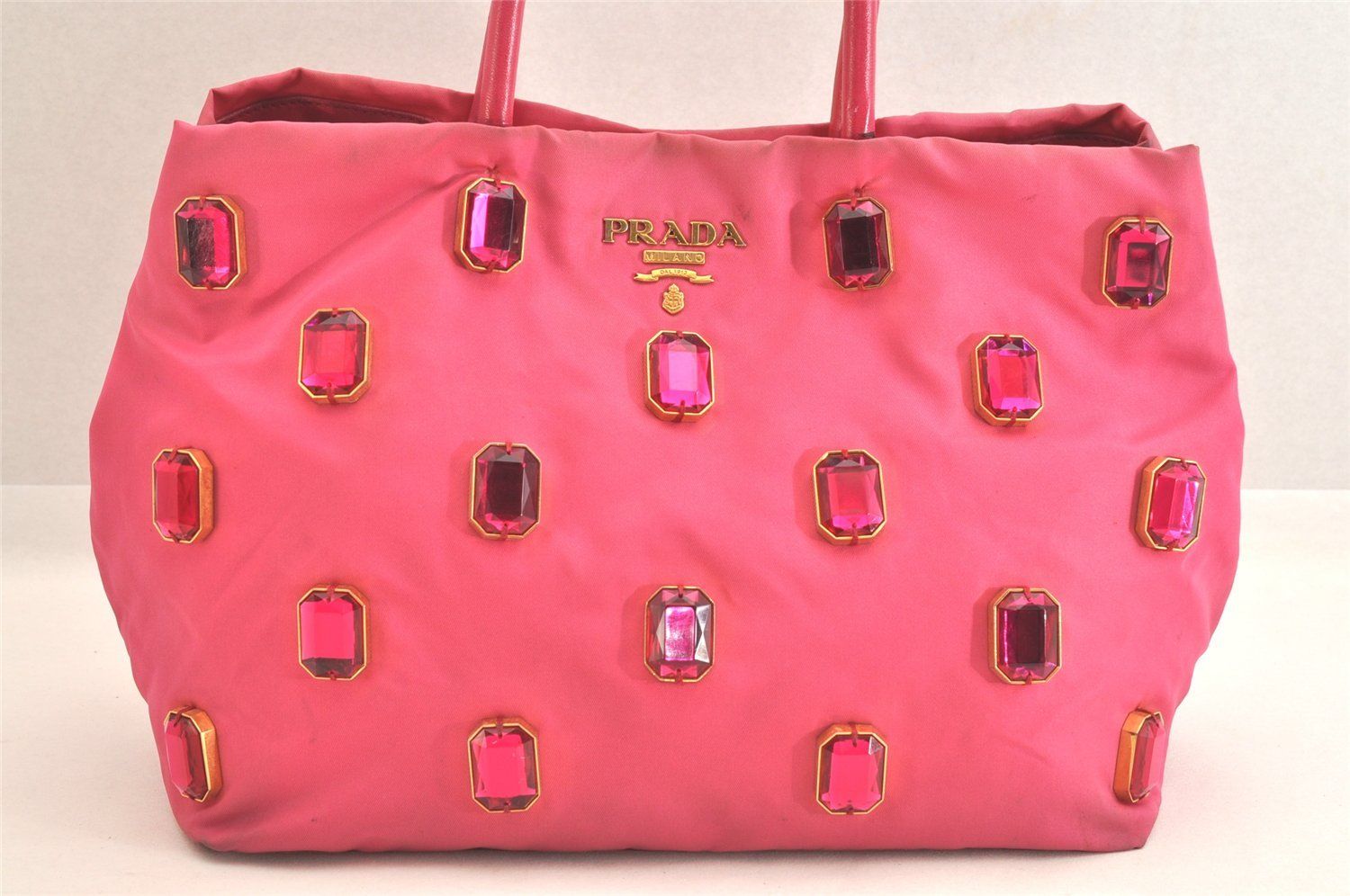 PRADA プラダ ヴィンテージ ナイロン レザー トート ハンドバッグ 財布 ピンク 2775N