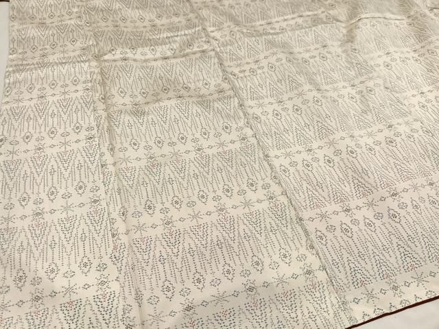 平和屋着物○本場大島紬 白大島 幾何学文様 正絹 逸品 AAAZ0590ph 平和屋