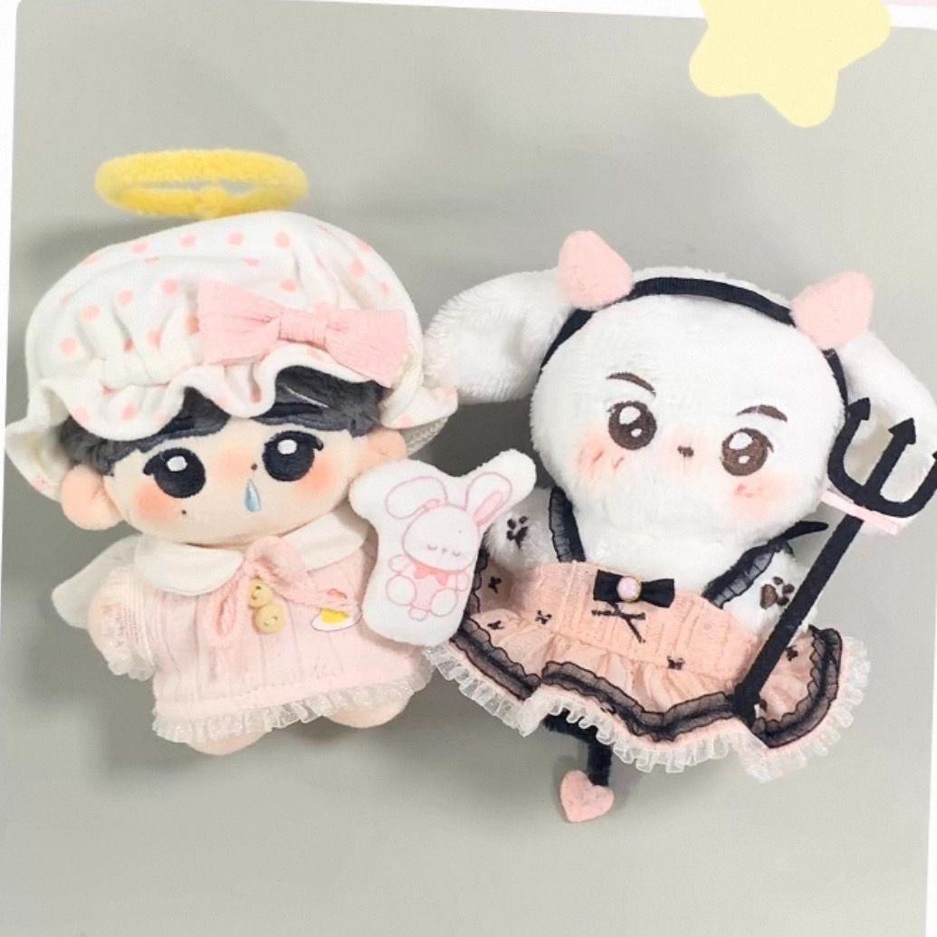 ❤︎ぬい服　着ぐるみ　にじぱぺ　10cm 悪魔　天使　十字架　双子ちゃん❤︎｛A7｝ ❤︎ぬい服着ぐるみ10cm 黒×赤白×水色十字架ねこ天使悪魔❤︎