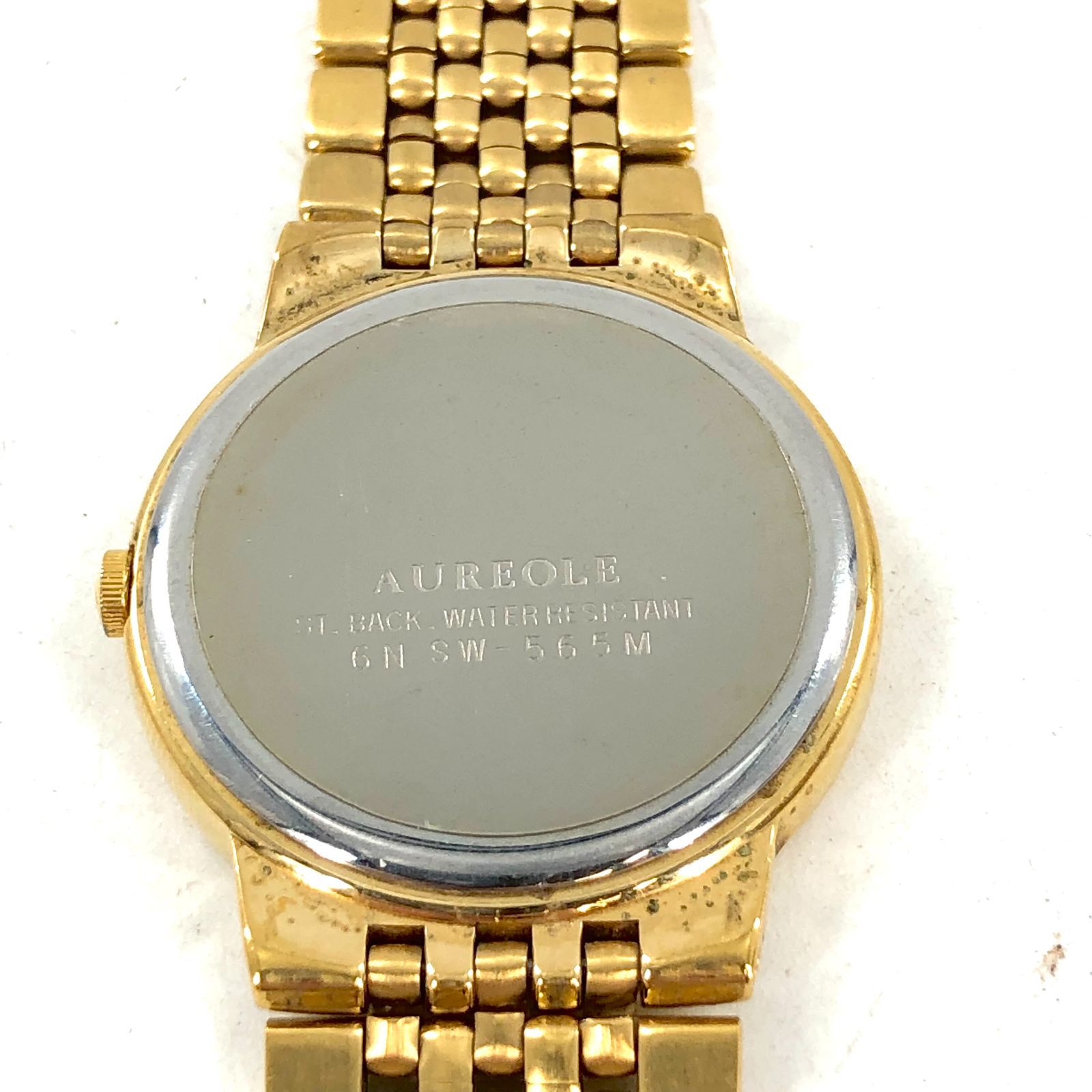 AUREOLE オレオール SW-565M コインウォッチ QZ/24K×SS 5Pダイヤ 