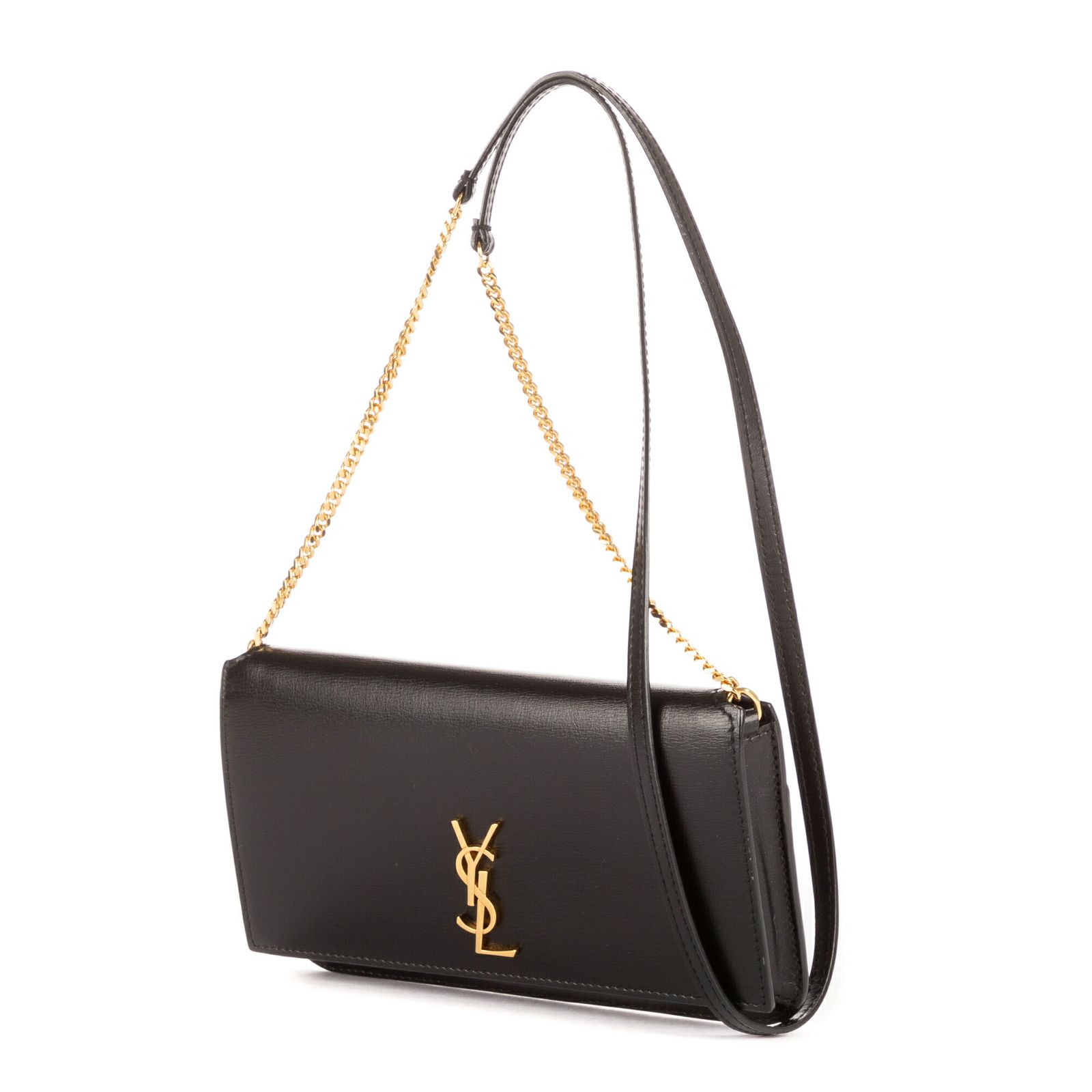 YVES SAINT LAURENT イヴサンローラン黒カーフスキンレザーN