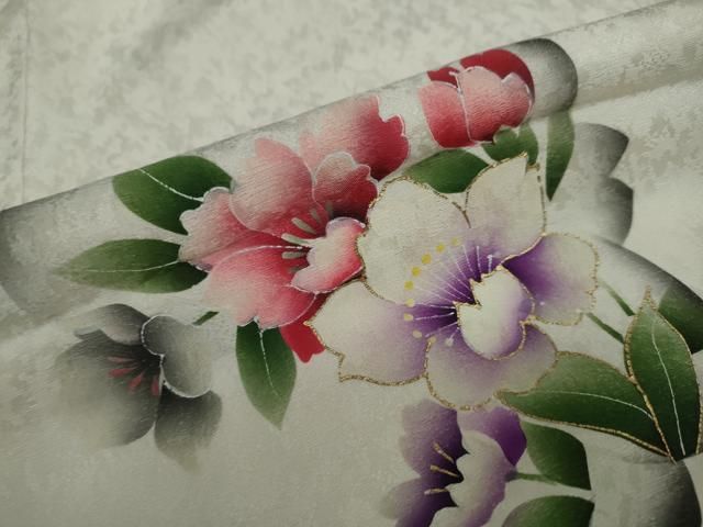 平和屋着物○豪華振袖 草花文 暈し染め 金彩 正絹 逸品 DAAW5745ud