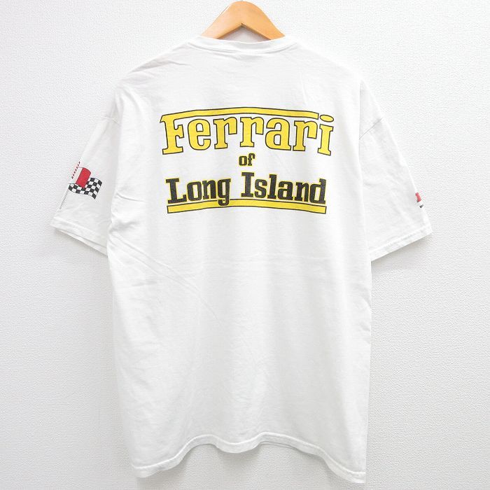 XL/古着 半袖 ビンテージ Tシャツ メンズ 00s フェラーリ 星条旗 大きいサイズ コットン クルーネック 白 ホワイト spe 23jul27 中古