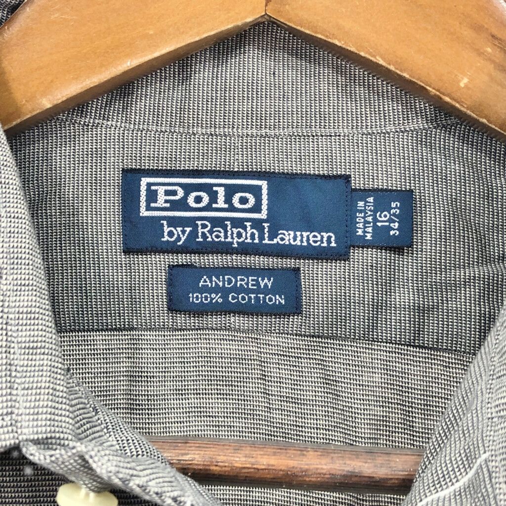 90年代 RALPH LAUREN ラルフローレン ANDREW PANT 長袖シャツ ラルフローレン チェック グレー (メンズ 16) 中古 古着 S1186