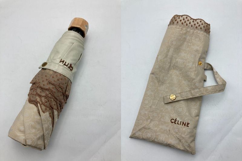 CELINE セリーヌ 遮光 フリル 折りたたみ日傘 中古 D4 - メルカリ