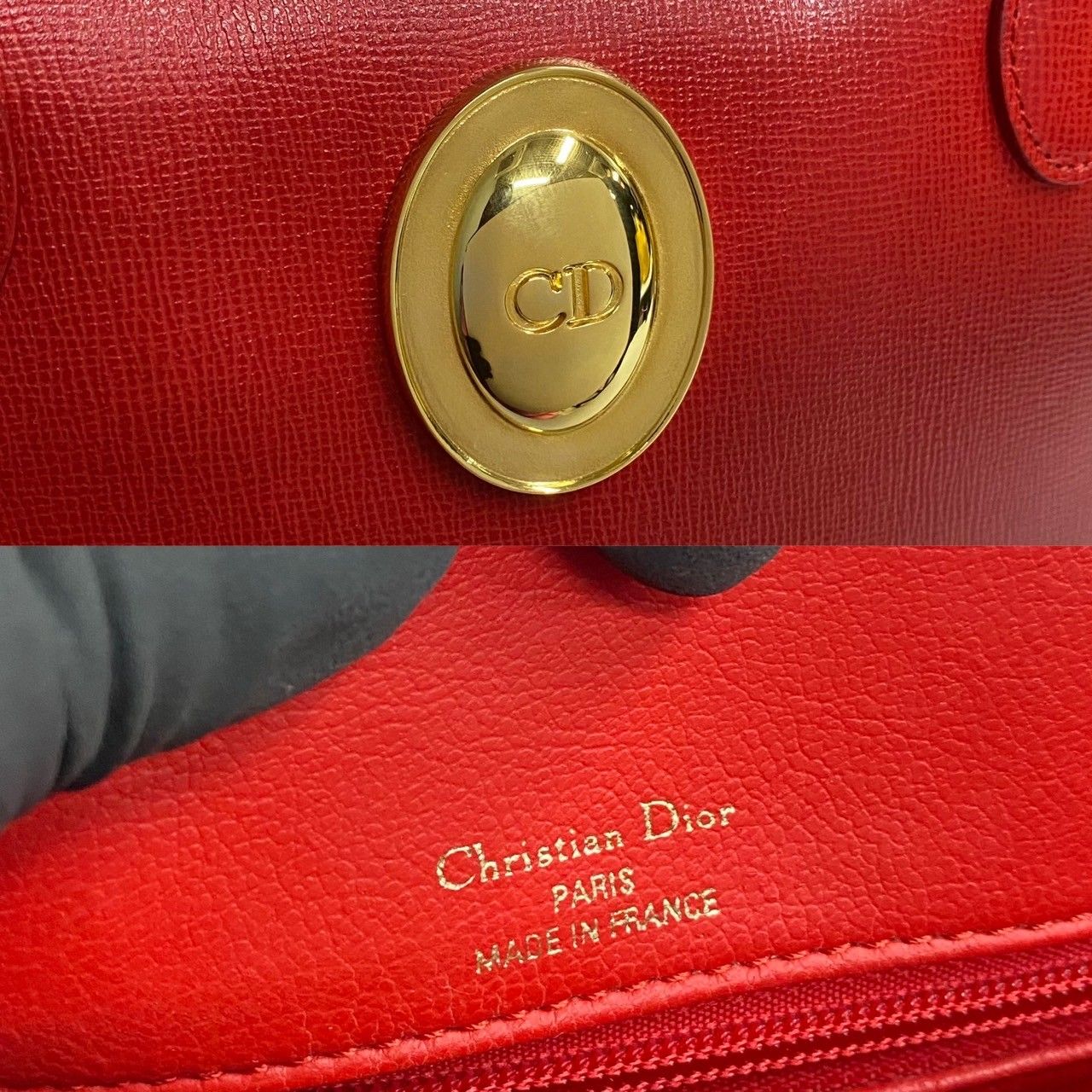 極 美品 袋付 希少品 Christian Dior ディオール CD ロゴ 金具 レザー 
