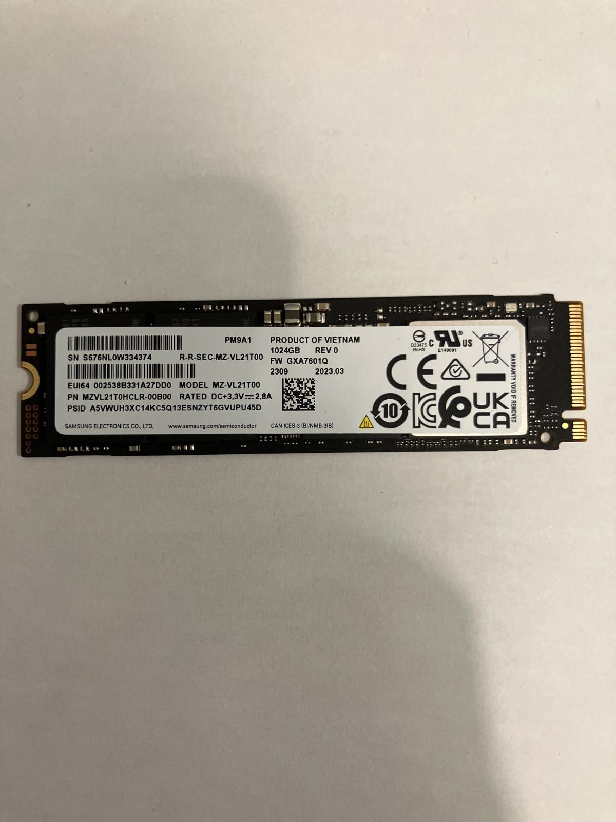 SAMSUNG サムスン PM9A1 NVMe SSD 1TB - メルカリ