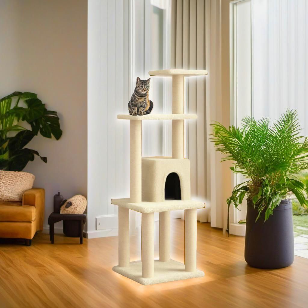 105cmのサイザルロープ猫タワー 猫が引っ掻いて遊ぶため