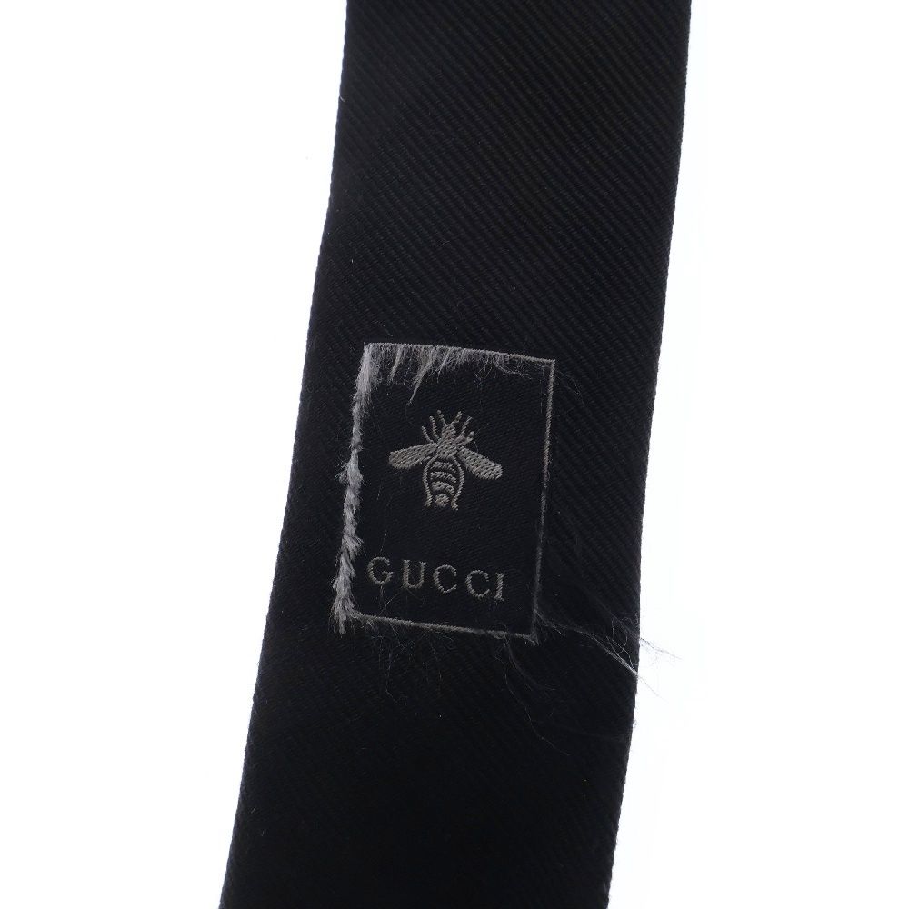 GUCCI - GUCCI グッチ タイガー エンブロイダリー 刺繍 イタリア製 シルクネクタイ ブラック GUCCI (グッチ) タイガー エンブロイダリー 刺繍 イタリア製