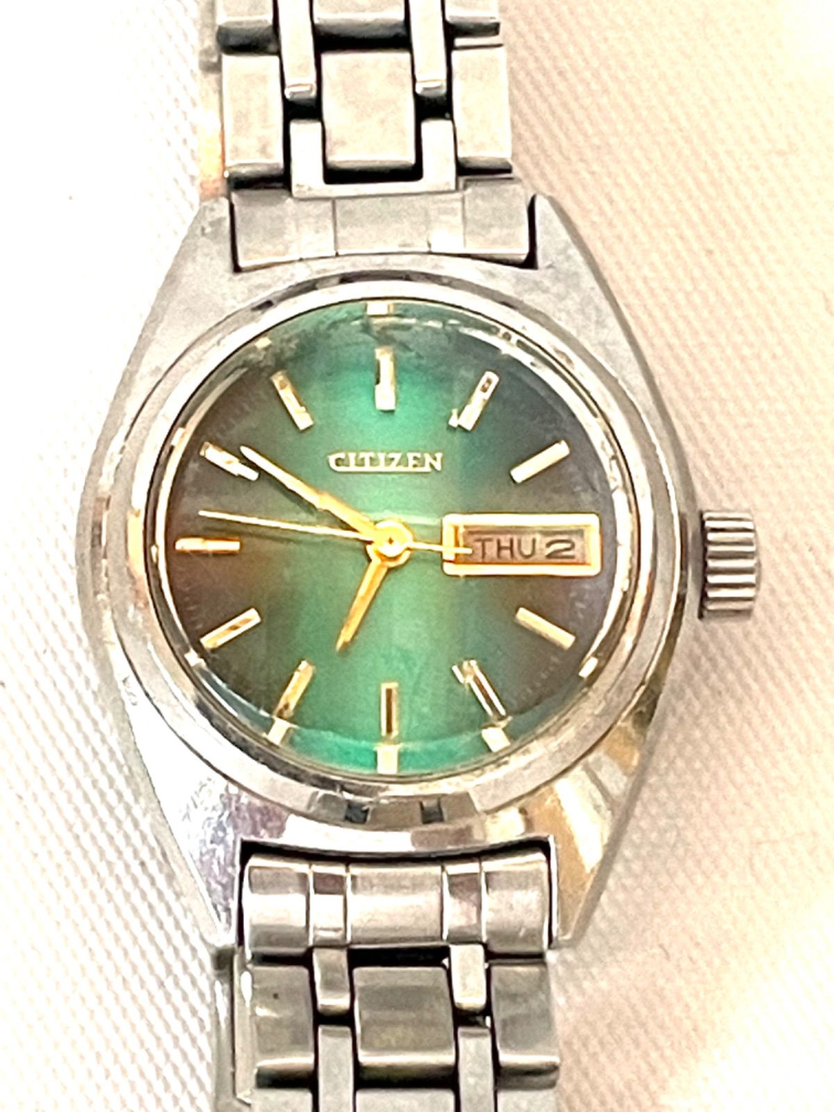 稼働品 CITIZEN 6600 腕時計 シチズン 自動巻き グリーン シルバー 