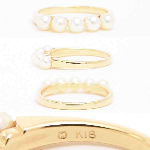 【MIKIMOTO】K18YG 5P ベビーパール リング MIKIMOTO】K18YG 5P ベビーパール リング