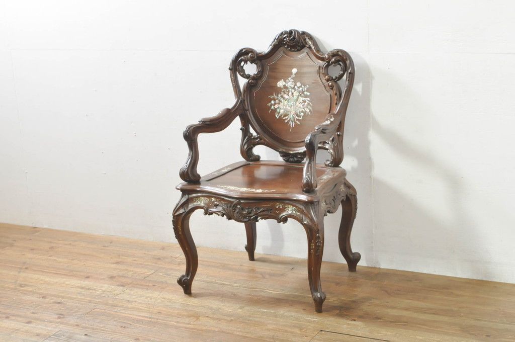 GMGH205B中国美術 アームチェア ラウンジチェア 椅子 唐木 天然木