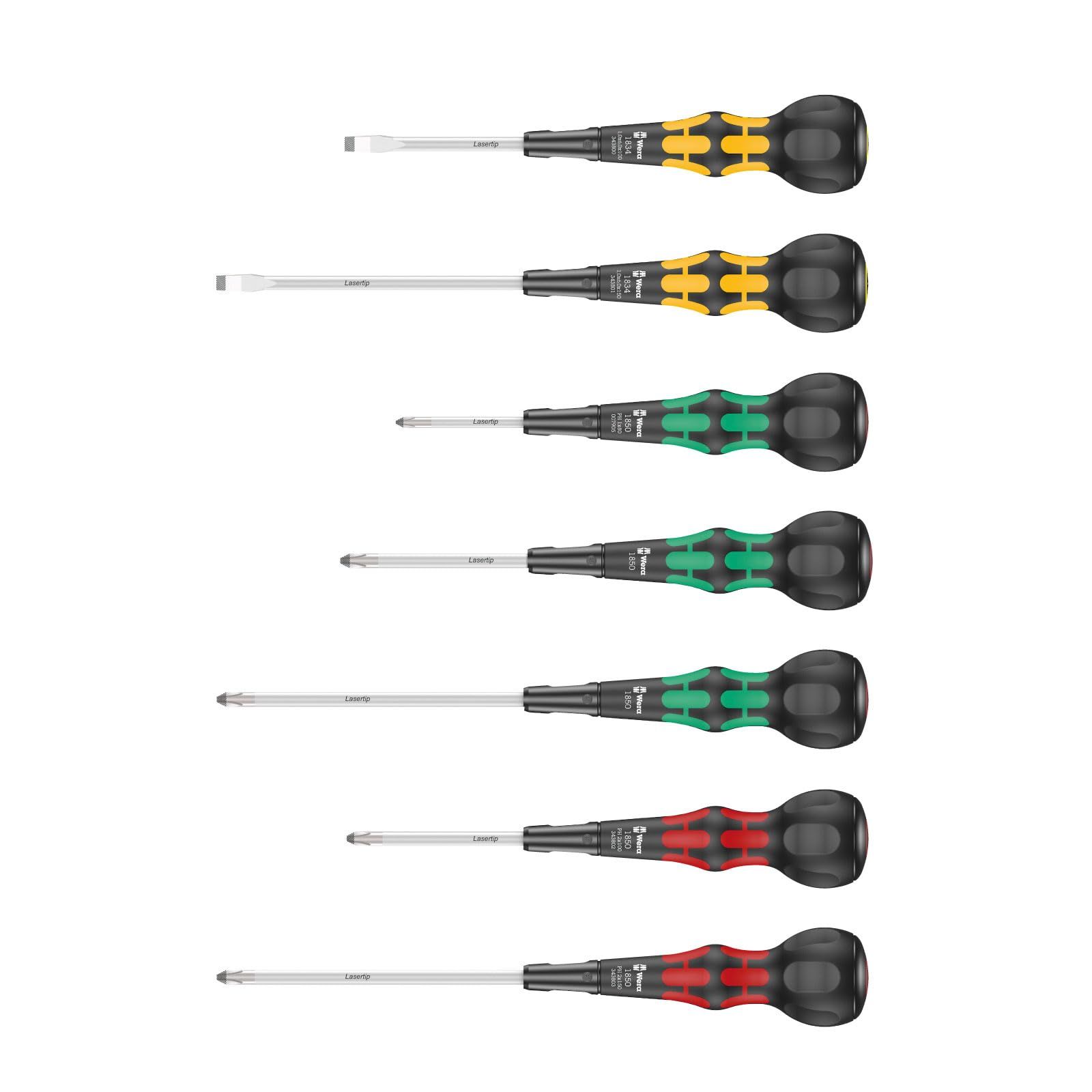 WERA レーザーチップ ボールグリップ ドライバーセット WERA レーザーチップ ボールグリップ ドライバーセット プラスドライバー 7点セット WERA レーザーチップ ボールグリップ ドライバーセット プラスドライバー 7点セット