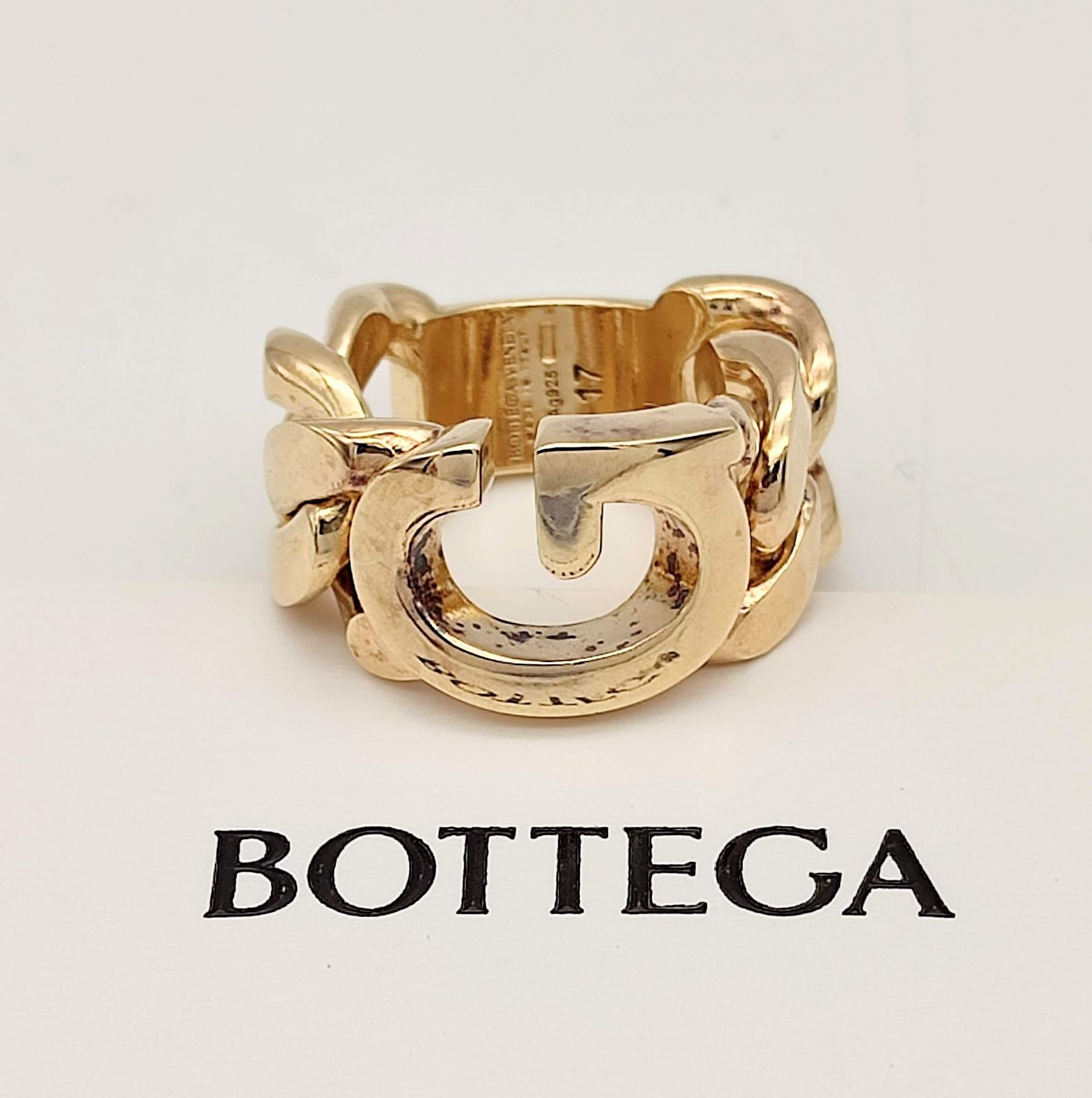 徳*康様 Bottega Veneta ゴールドリング　イニシャルJ13号 美品】Bottega Veneta ボッテガヴェネタ ゴールドチェーン