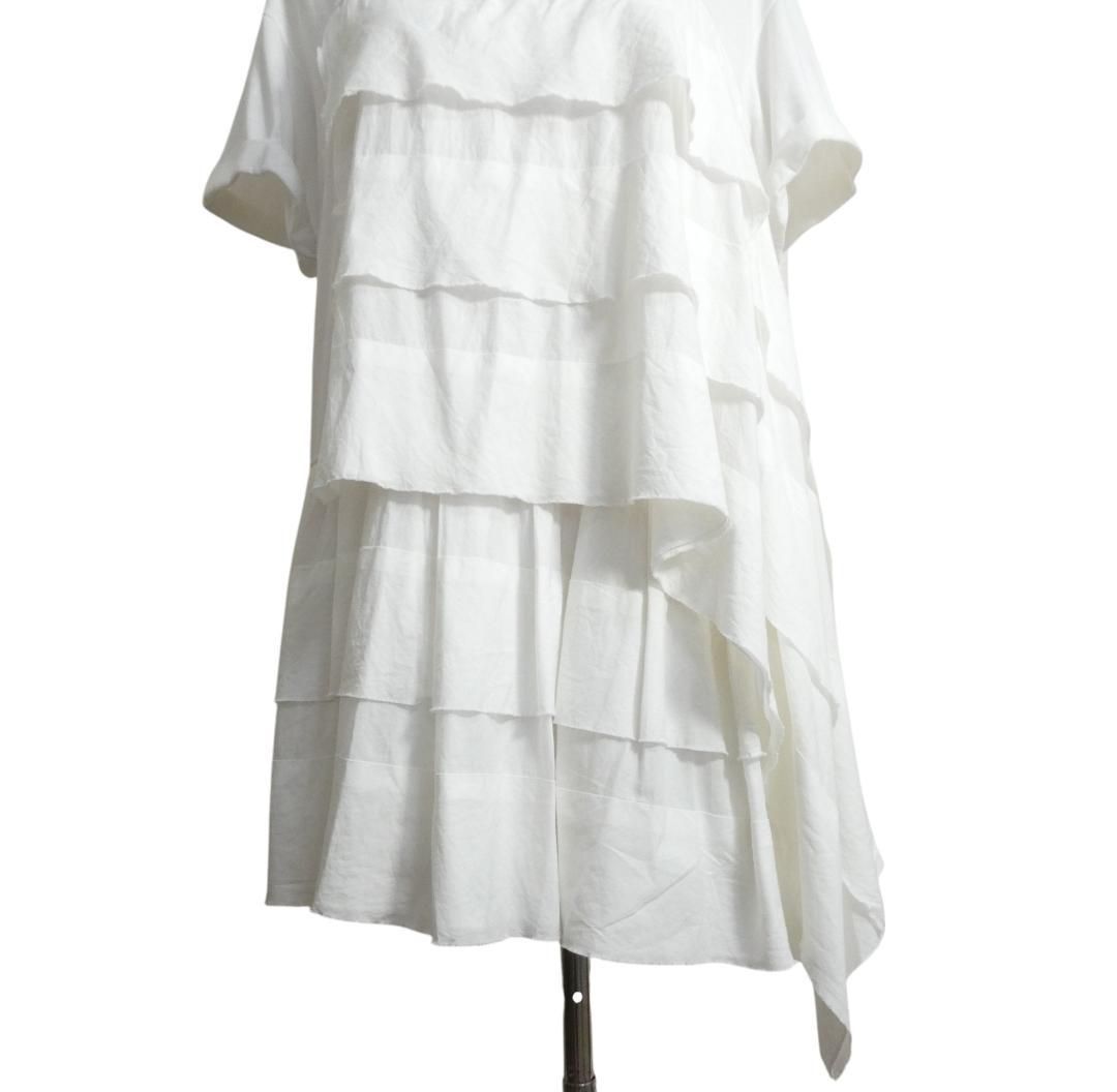 N°21 - ヌメロヴェントゥーノ ティアード アシンメトリー 半袖 Tシャツ カットソー N°21 ヌメロヴェントゥーノ Tシャツ カットソー クルーネック 半袖