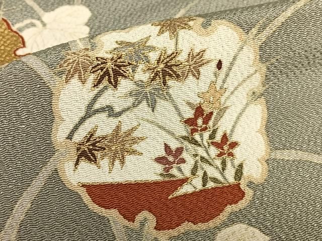 平和屋着物●訪問着　紬地　総刺繍　花蝶文　正絹　逸品　CAAW7427yc 平和屋着物○訪問着 紬地 総刺繍 花蝶文 正絹 逸品 CAAW7427yc 平和屋