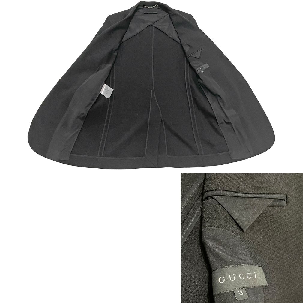 新品グッチ ウール テーラードジャケット 黒 ＃38 GUCCI - メルカリ