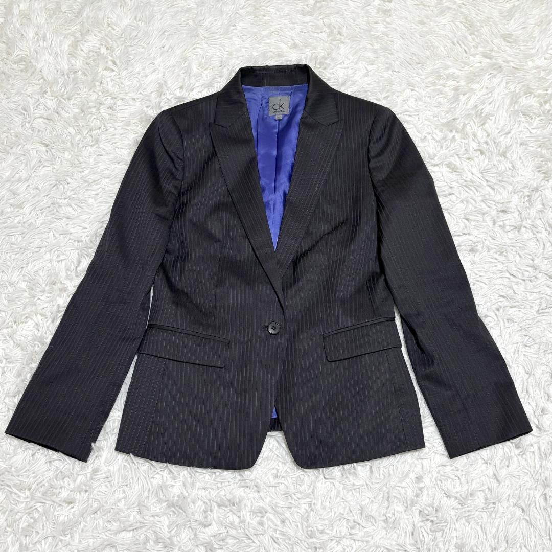 Calvin Klein スカートスーツセットアップ ブラック ストライプ