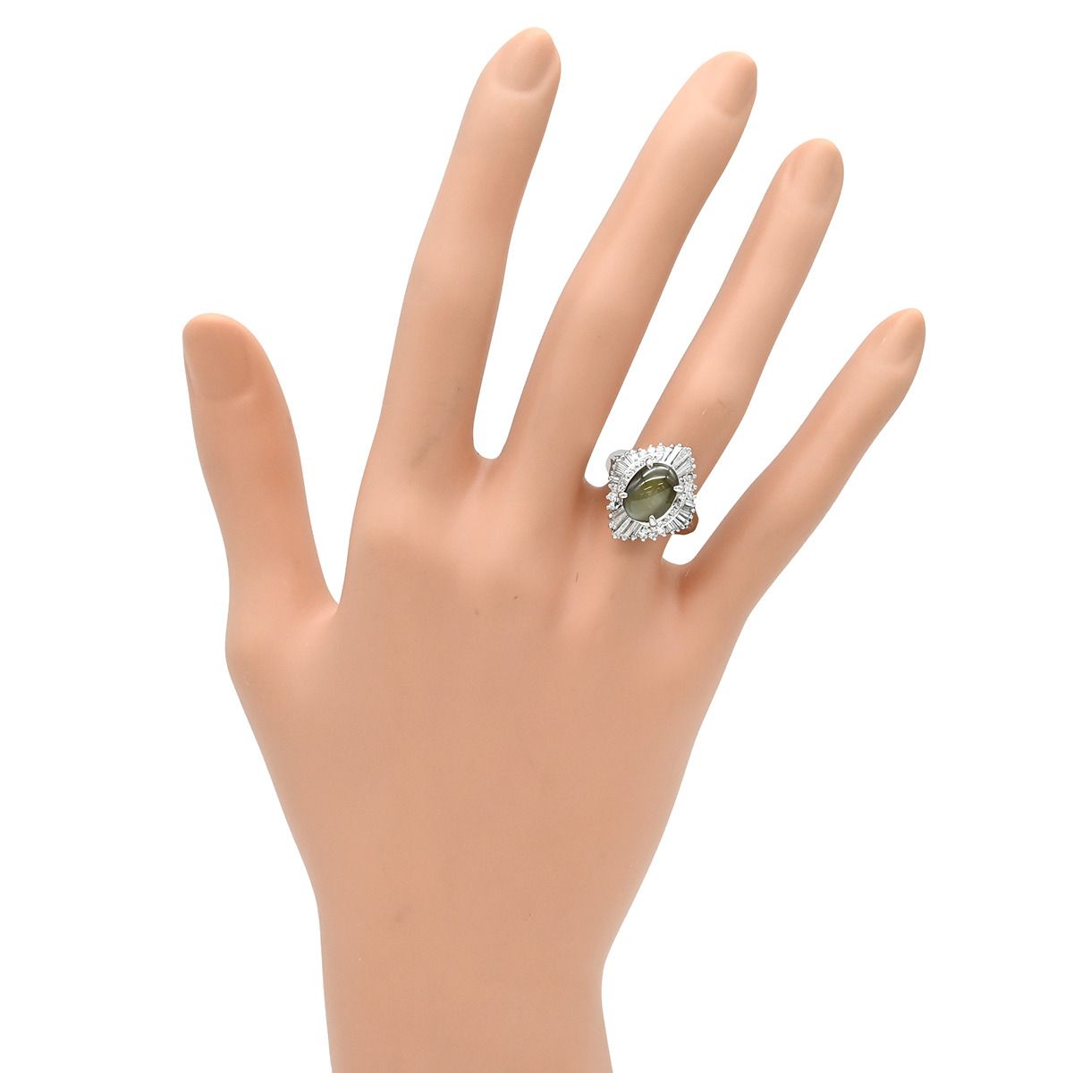 リング 指輪 クリソベリル キャッツアイ ダイヤ リング Pt900  