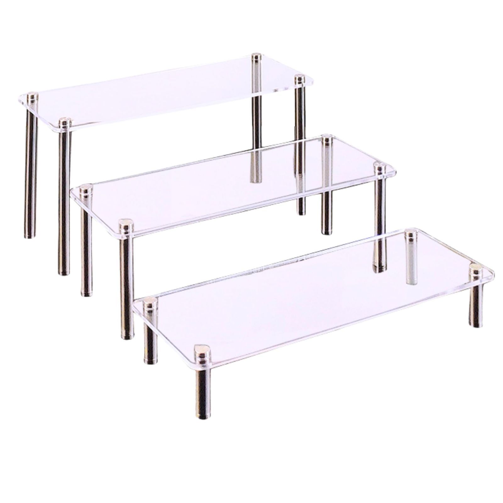 Color クリアー_Size ３段 40㎝幅 5㎜厚 pokiele アクリルステージ 3段 幅40cm ディスプレイスタンド 組み立て式 陳列棚 フィギュア棚 アクリル展示台 高さ15cm|10cm|5cm クリアー ３段 40㎝幅 5㎜厚