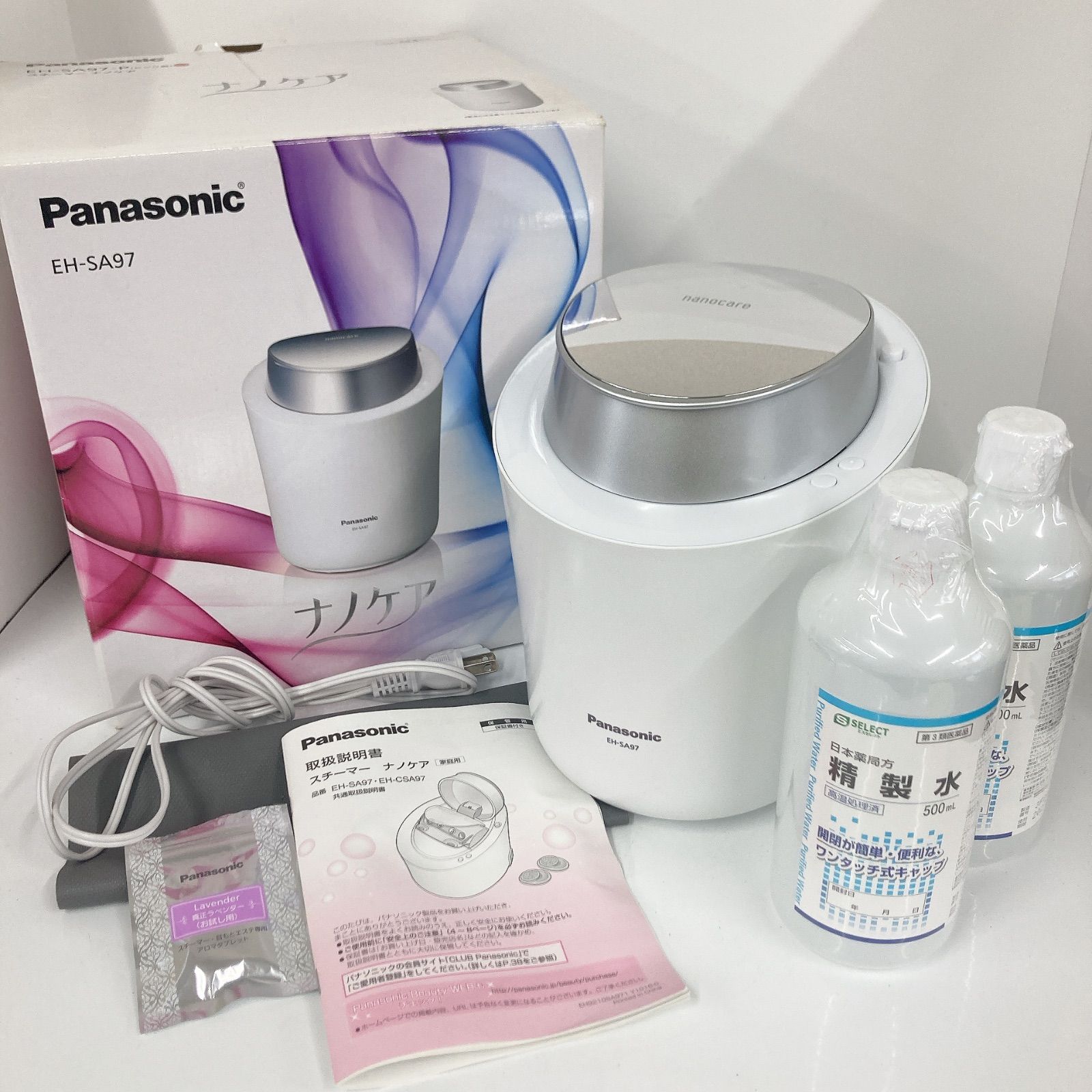 ＋パナソニック スチーマー Panasonic ナノケア 温冷 EH-SA97-P ピンク 通電確認済み 精製水500ml  2本セット【電化製品】【2】 - メルカリ