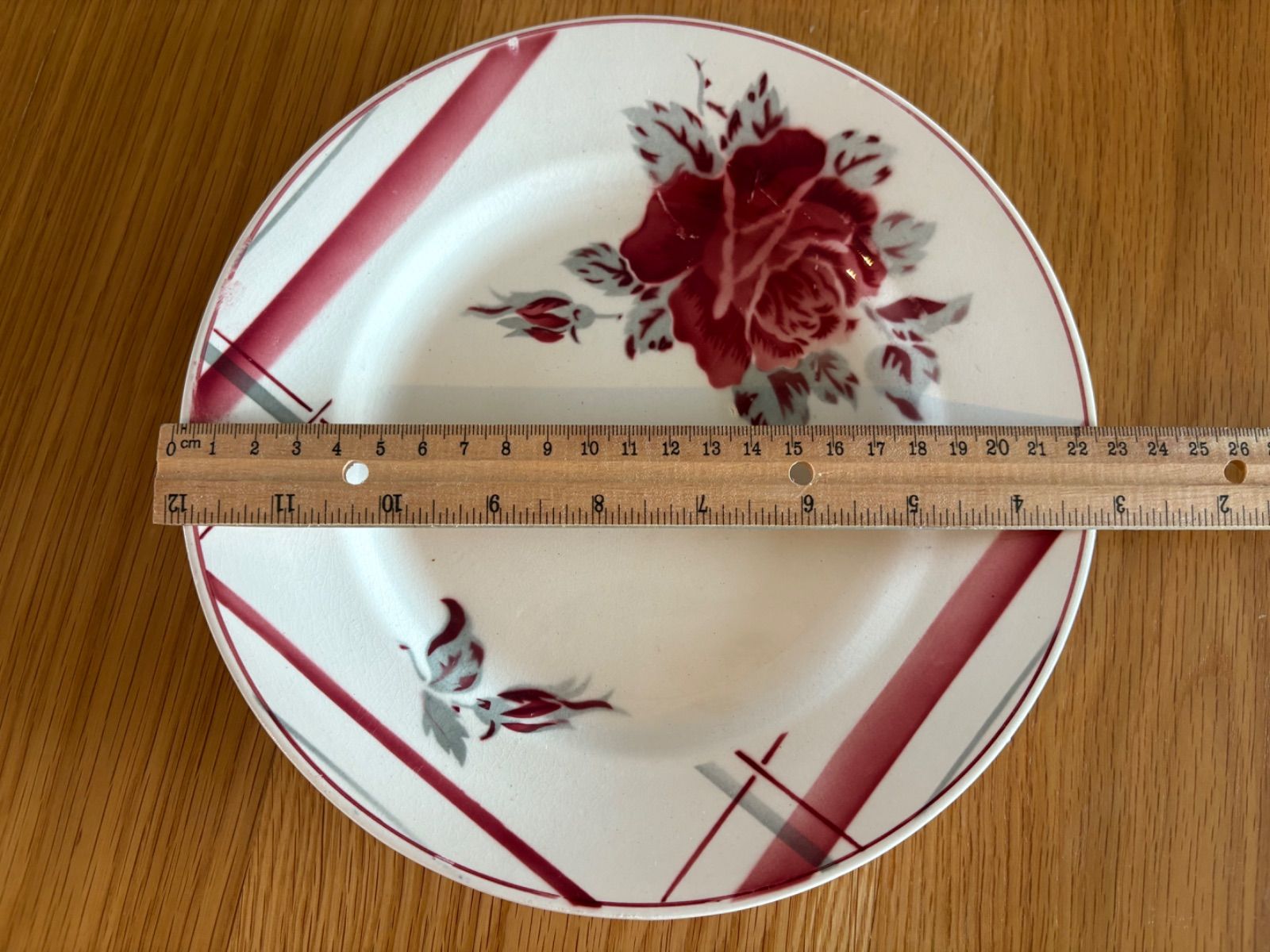 フランスアンティークディゴワン薔薇とリボンのステンシル柄カフェオレ