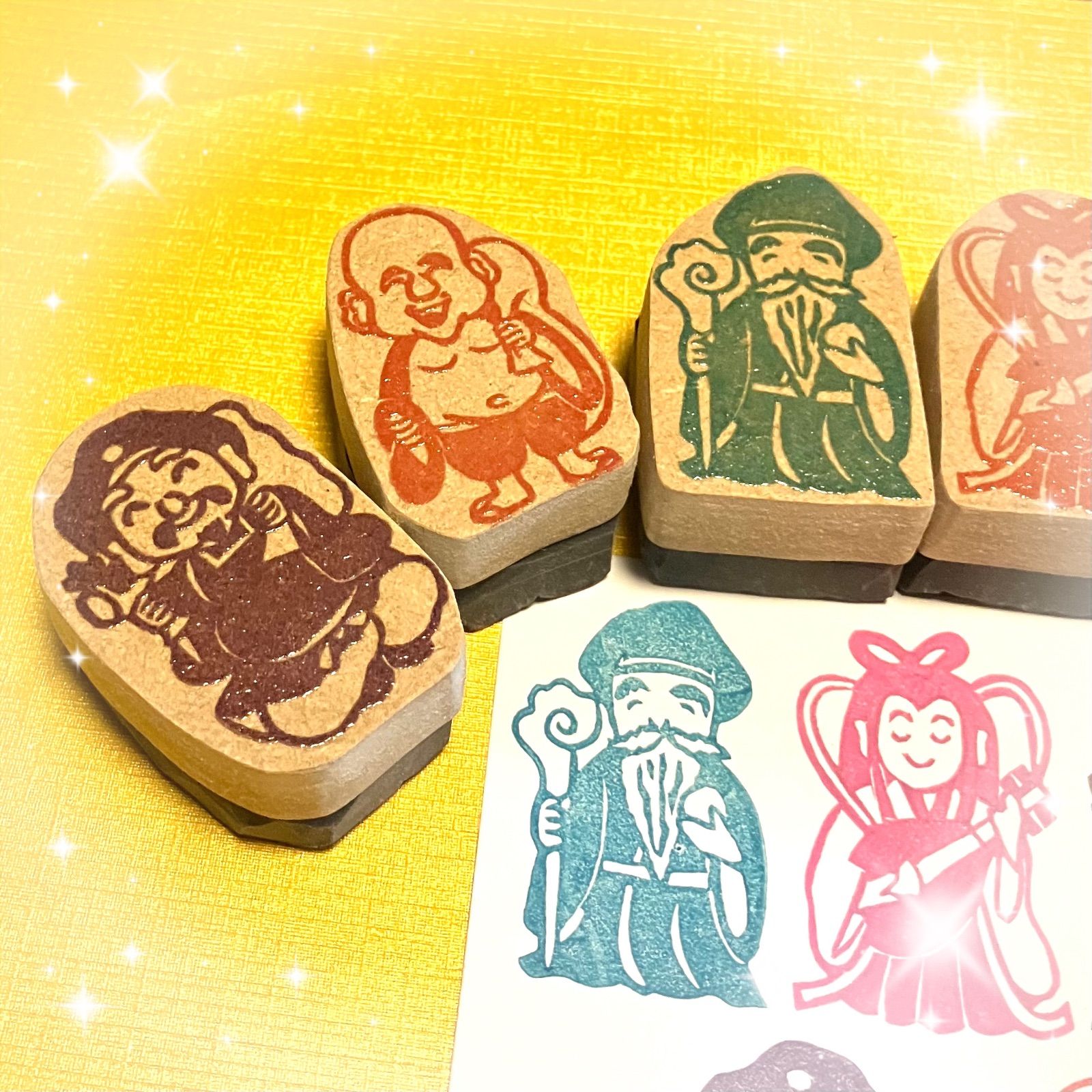 ⌘縁起物はんこ〓【七福神7個セット】4.5×3cm 小売 it-67cc393ced12a