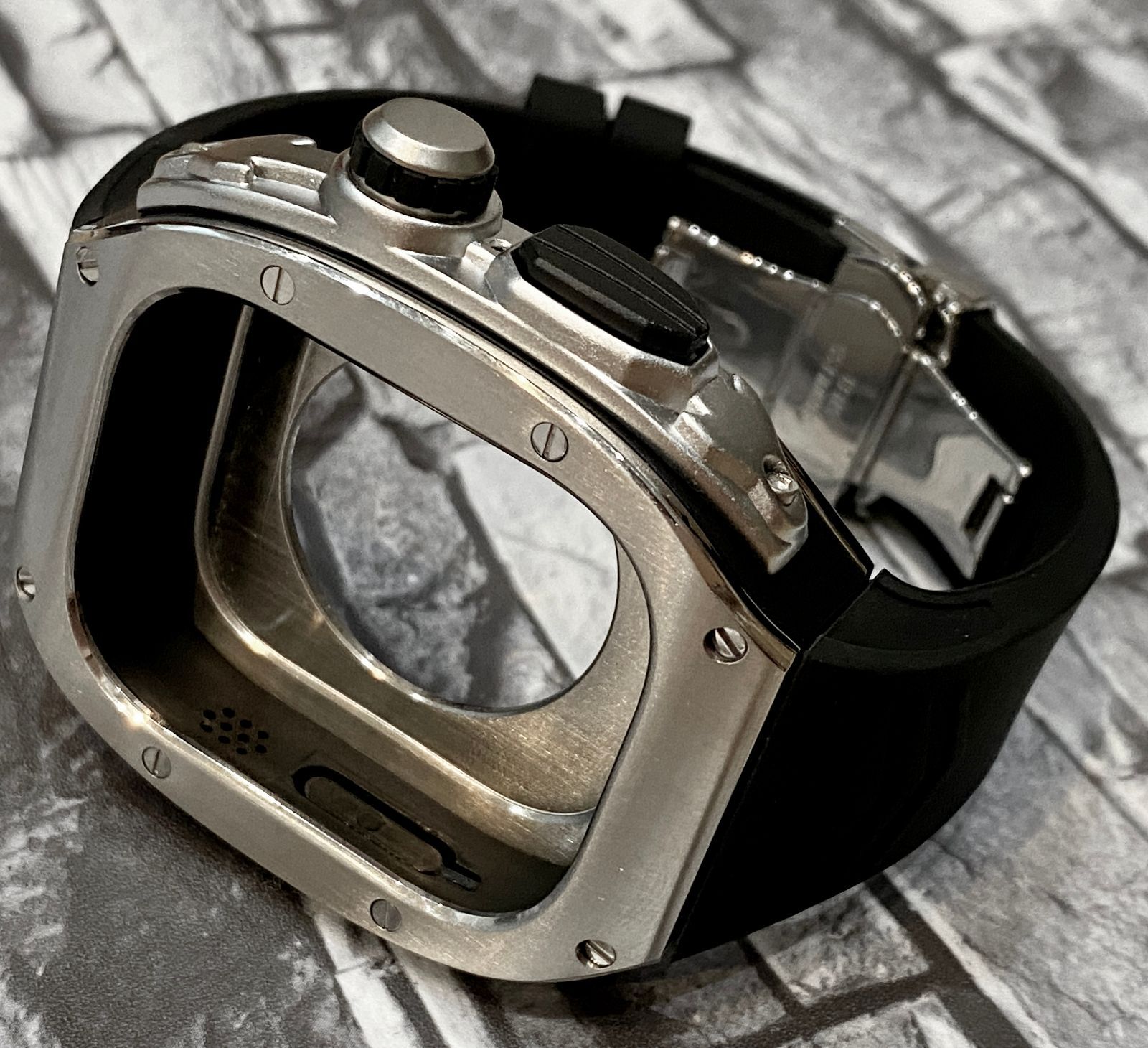 シルバーブラック☆49mm apple watch ultra アップルウォッチラバー 