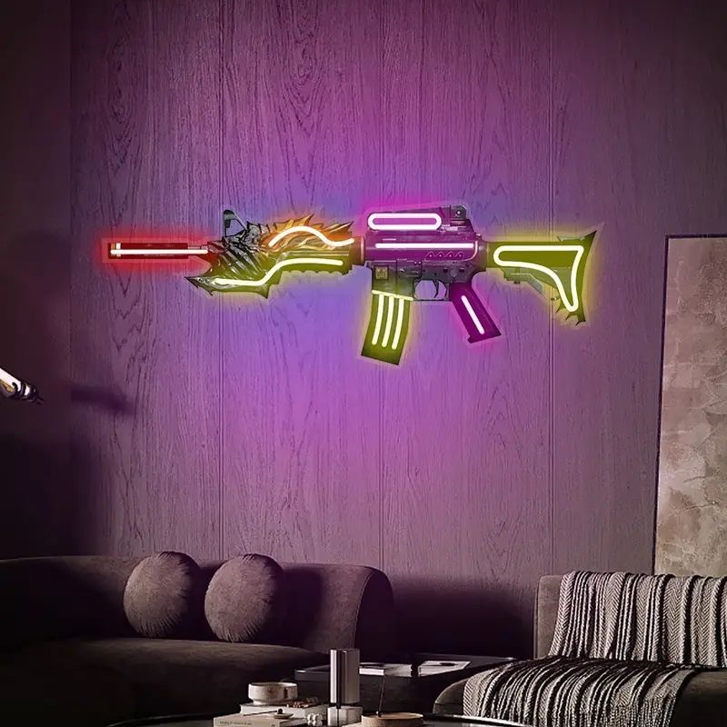 New最安値セール】 AK47型看板 LEDネオンサイン ・レトロ