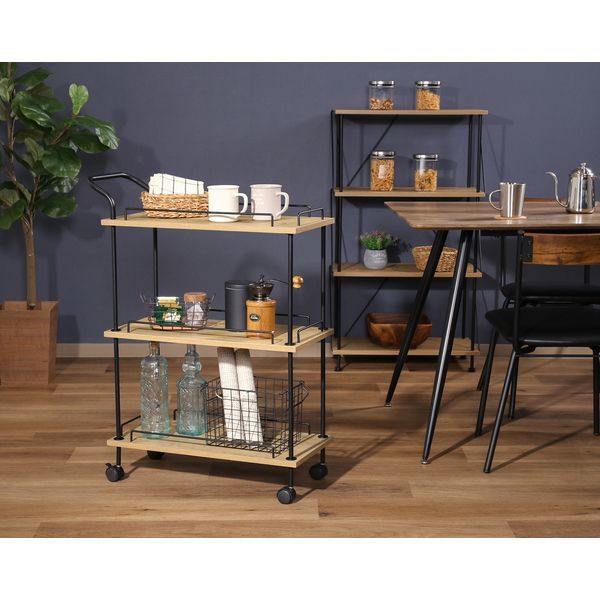 ツイストロック キッチンカート OAK NA オークナチュラル 組立品 代引不可