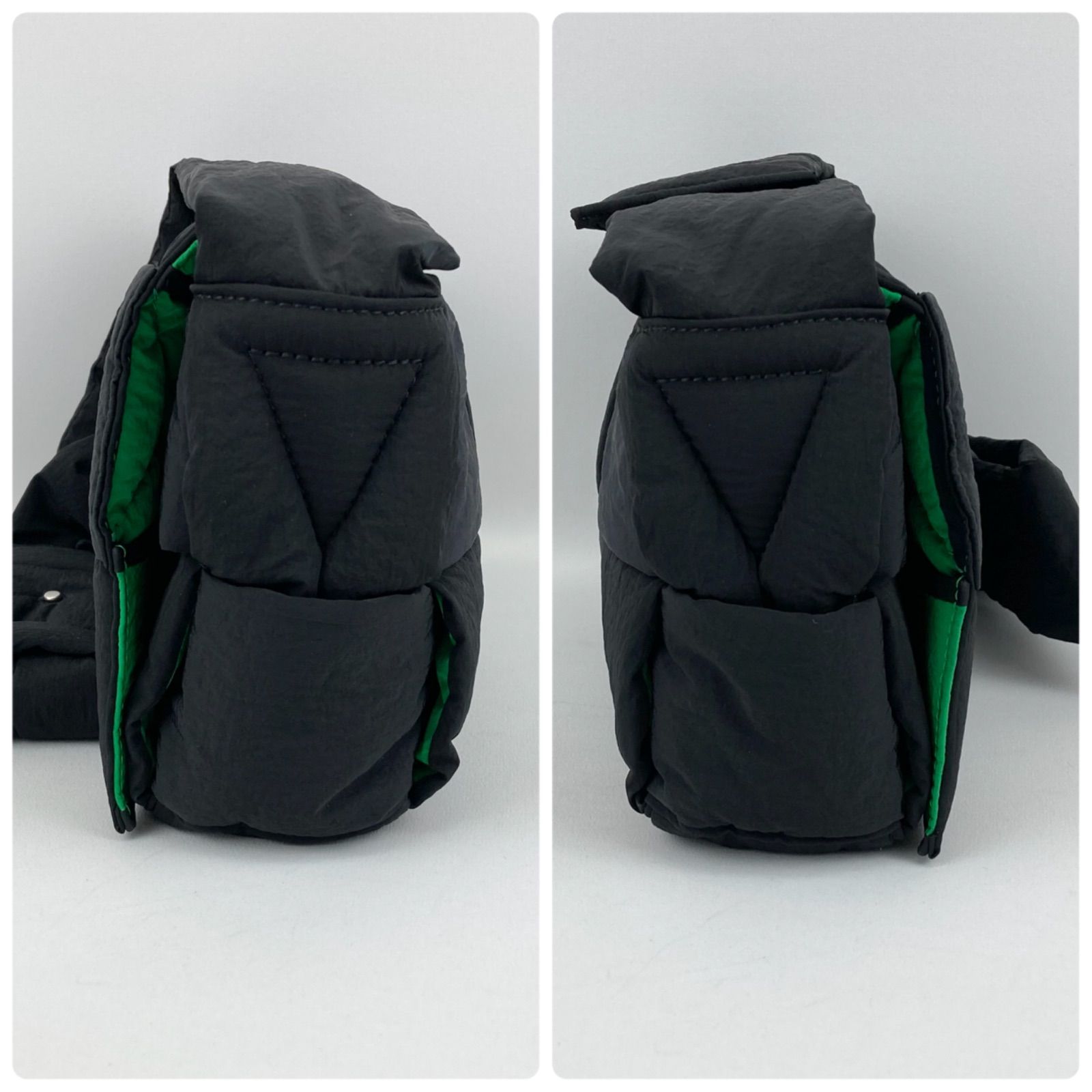 BOTTEGA VENETA パデッドテックカセット ブラック グリーン BOTTEGA VENETA ボッテガヴェネタ ショルダーバッグ PADDED